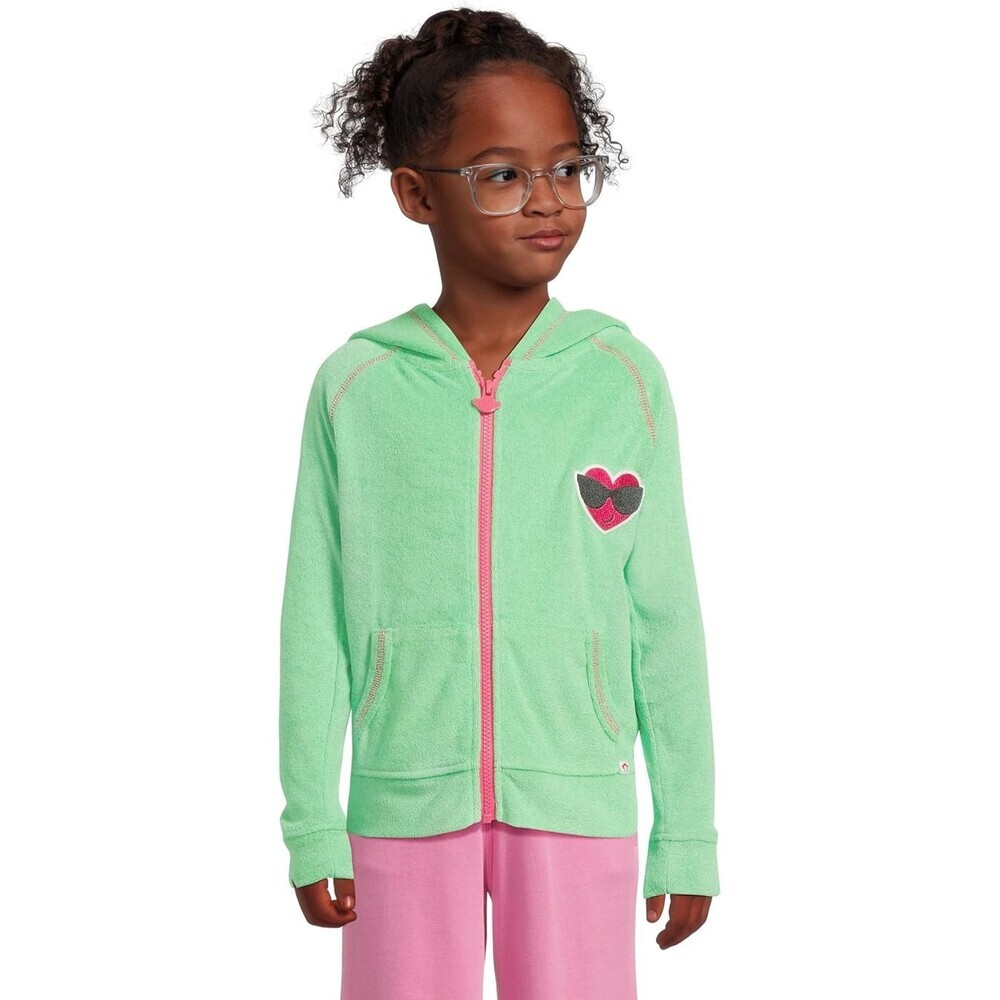 Appaman Julia Hoodie Girls 8 Mint Pink Cool Heart Full Zip Long Sleeve RED297